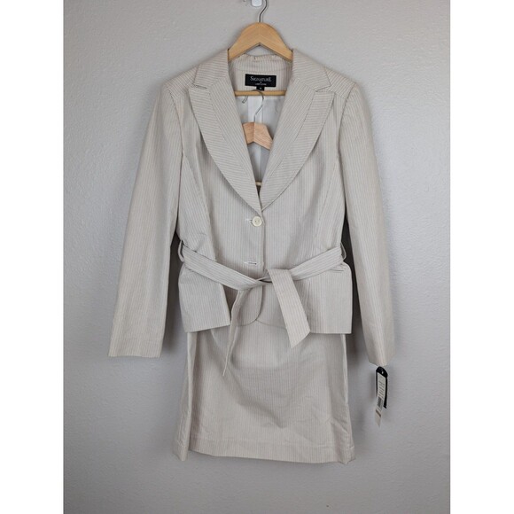 Signature by Larry Levine Skirt Suit Womens 12 Blazer Belted Career Set - Picture 1 of 10